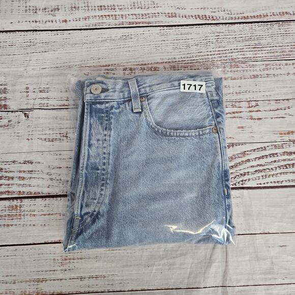 Trave Jeans 30 Harper Crop Straight High Rise Raw Hem Button Fly Grunge Denim - Picture 12 of 12